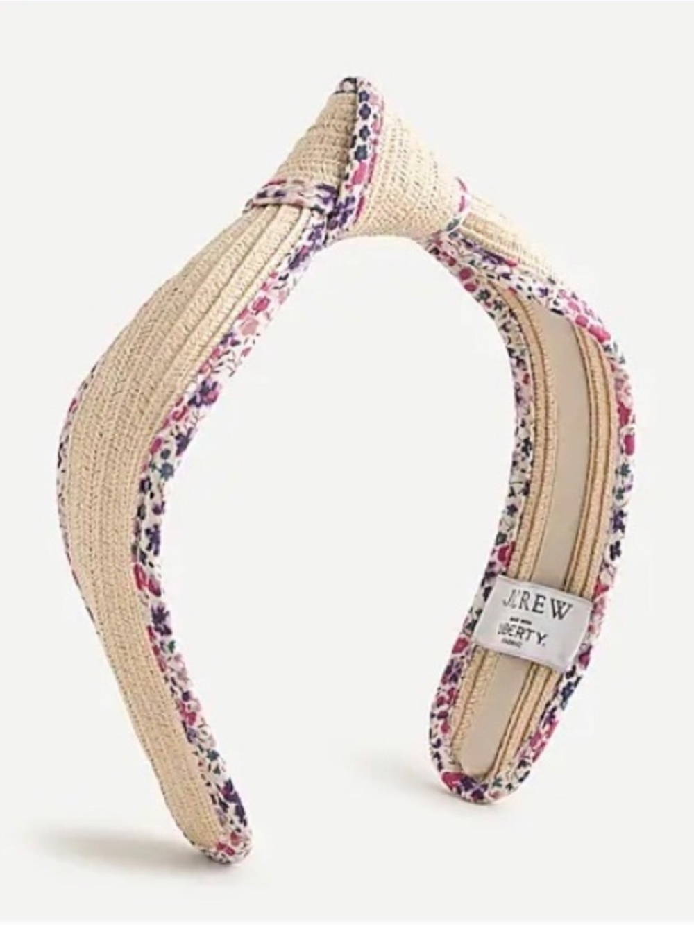NWT J.Crew Liberty Raffia Knot Headband Magenta Floral Summer Preppy
